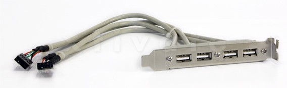 USB Slotadapter mit 4 x USB-A Kupplungen, intern 2x 10pol