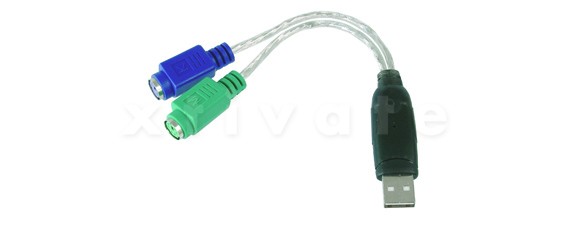Digitus USB Adapter A Stecker zu 2x PS/2 Port, 0,2 m, aktiv